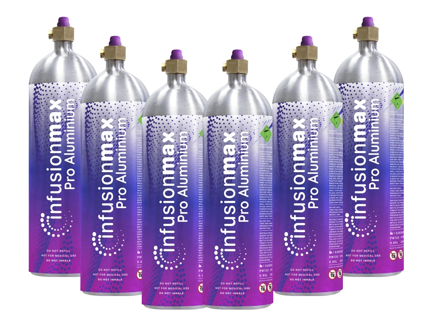 InfusionMax 680g Pro Aluminum Whipped Cream Charger Canister- 1 Carton (6 Cylinders)