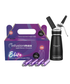 InfusionMax Elite 100-Pack 9g Cream Chargers + SupremeWhip PRO 250ML Dispenser Bundle