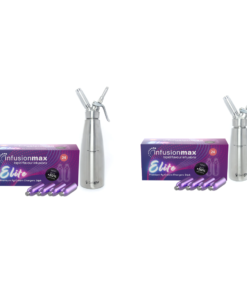 InfusionMax Elite 24-Pack 9g N₂O Cream Chargers Bundle + QuickWhip PRO Stainless Steel Whipped Cream Dispenser