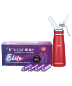 InfusionMax Elite 24 Packs 9g Whipped Cream Chargers + SupremeWhip PRO 500 ml Series Dispenser Bundle