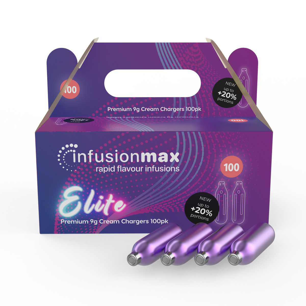 InfusionMax Elite 9g N2O Cream Chargers 100 Packs -MEGA OVERSTOCKED