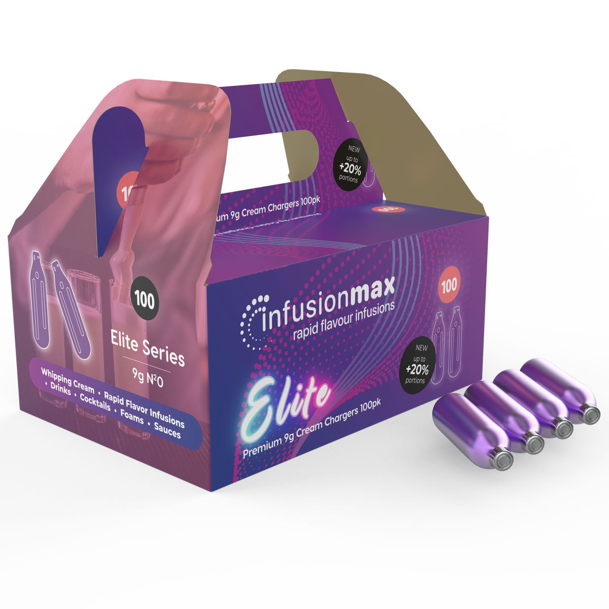 InfusionMax Elite 9g N2O Cream Chargers 100 Packs -MEGA OVERSTOCKED