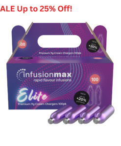 InfusionMax Elite 9g N2O Cream Chargers 100 Packs - Up to 25% OFF!
