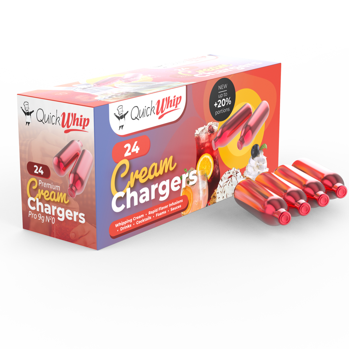QuickWhip PRO 9g! N2O Cream Chargers - 24 Packs