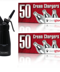 Starter Pack - QuickWhip Cream Chargers – 600 - (12 x 50 Packs) & 0.25L SupremeWhip Dispenser Black