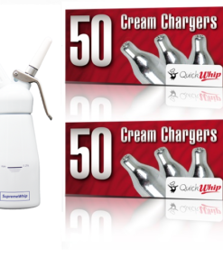 Starter Pack - QuickWhip Cream Chargers – 600 - (12 x 50 Packs) & 0.25L SupremeWhip Dispenser White