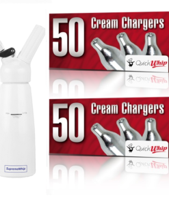 Starter Pack - QuickWhip Cream Chargers – 600 - (12 x 50 Packs) & 0.5L SupremeWhip Dispenser White