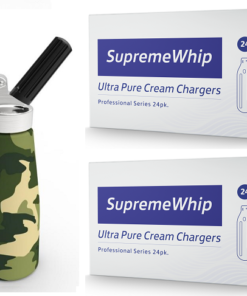 Starter Pack - SupremeWhip Cream Chargers –24 Packs & 0.5L Camo Green Print Dispenser