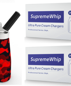 Starter Pack - SupremeWhip Cream Chargers –24 Packs & 0.5L Camo Red Print Dispenser