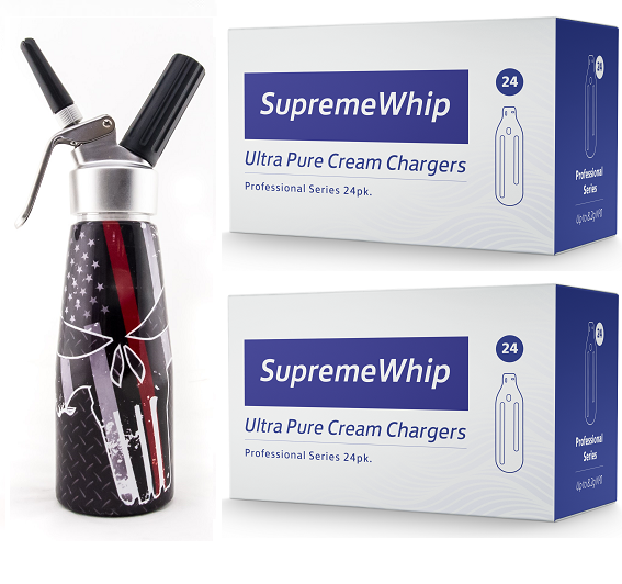 Starter Pack - SupremeWhip Cream Chargers –24 Packs & 0.5L SKULL Print Dispenser