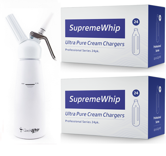 Starter Pack - SupremeWhip Cream Chargers – 24 Packs & 0.5L White Dispenser