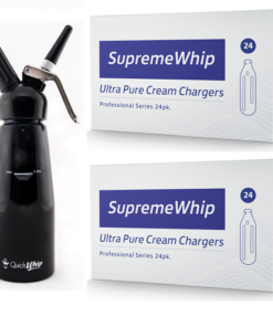 Starter Pack - SupremeWhip Cream Chargers – 24 Packs & QuickWhip 0.5L Black Dispenser