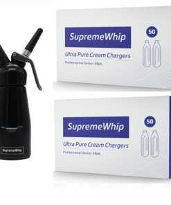 Starter Pack - SupremeWhip Cream Chargers – 600 - (12 x 50 Packs) & 0.25L Black Dispenser