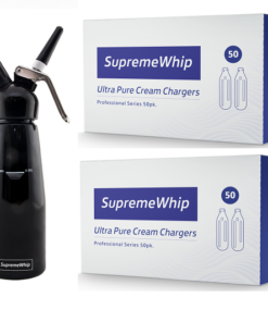 Starter Pack - SupremeWhip Cream Chargers – 600 - (12 x 50Pks) & 0.5L Black Dispenser