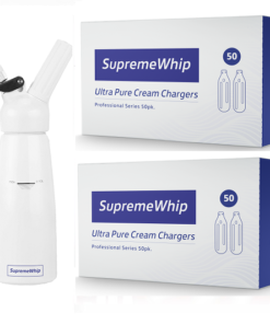 Starter Pack - SupremeWhip Cream Chargers – 600 - (12 x 50Pks) & 0.5L White Dispenser