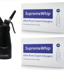 Starter Pack - SupremeWhip Cream Chargers – 600 - (25 x 24 Packs) & 0.25L Black Dispenser
