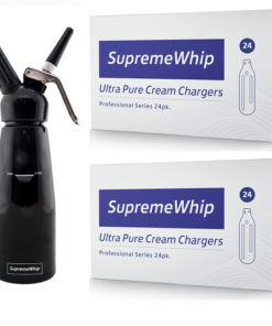 Starter Pack - SupremeWhip Cream Chargers – 600 - (25 x 24 Packs) & 0.5L Black Dispenser