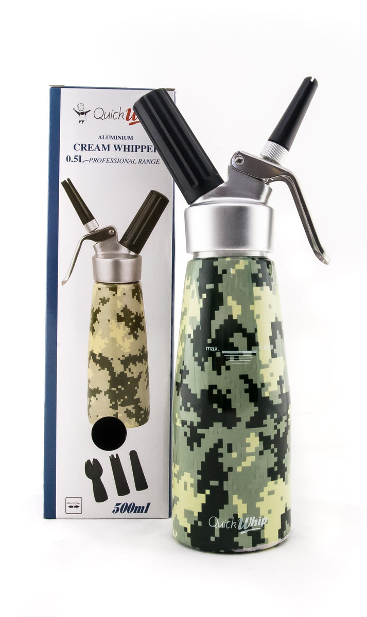 Starter Pack - SupremeWhip Cream Chargers – 96 - (4 x 24Pks) & 0.5L Army Print Dispenser